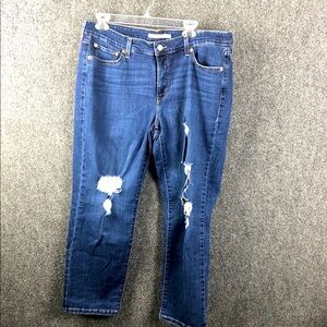 Levi’s women’s 16 W boyfriend, distressed, blue jeans